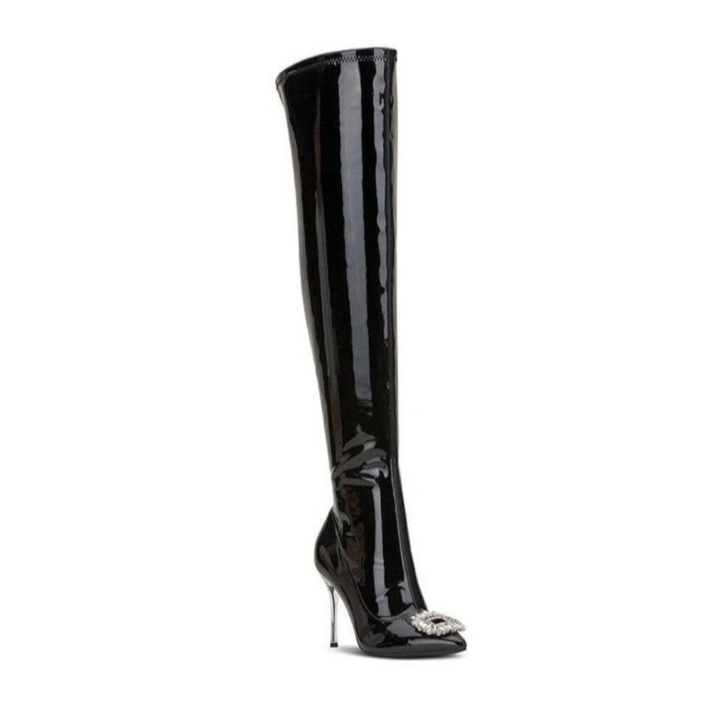 INC International Concepts Shiny Black Over-the-Knee Boots
